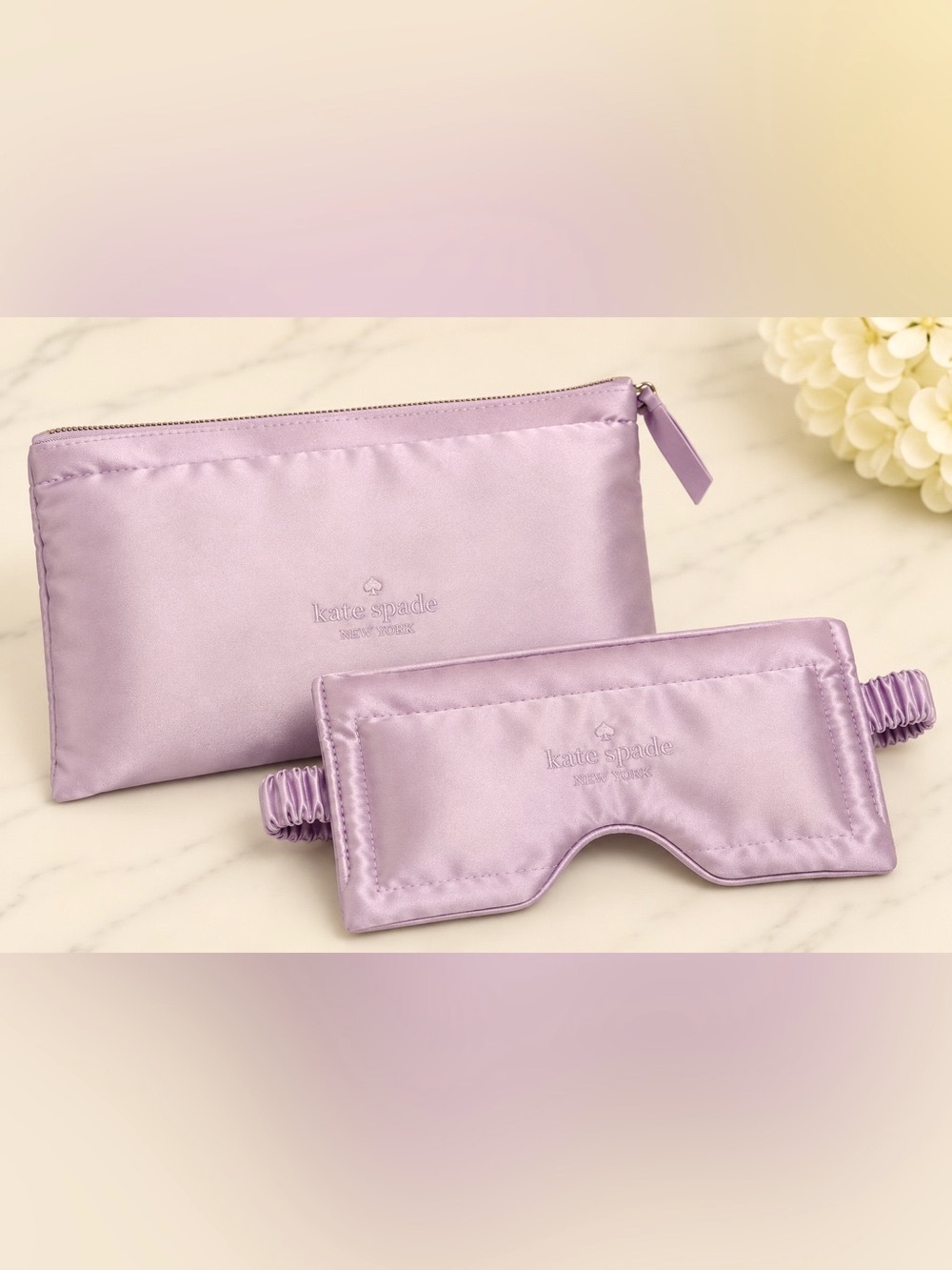 kate spade Lavender Satin Eye Mask & Pouch Set